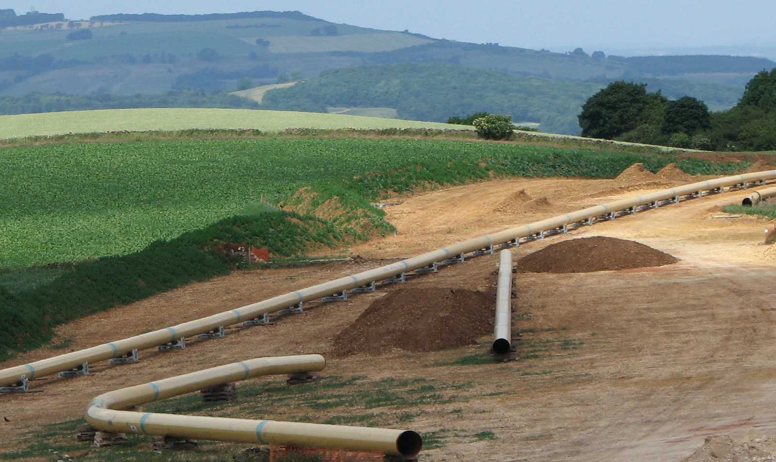 Gas pipeline crossing the Cotswolds